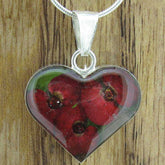 Realpressed poppy heart pendant
